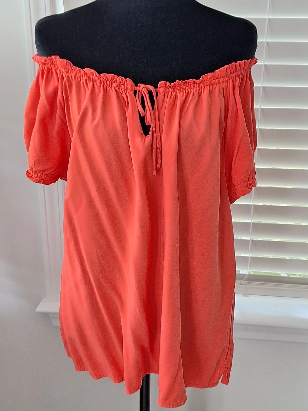 Old Navy Coral Puff-Sleeve Peasant Top